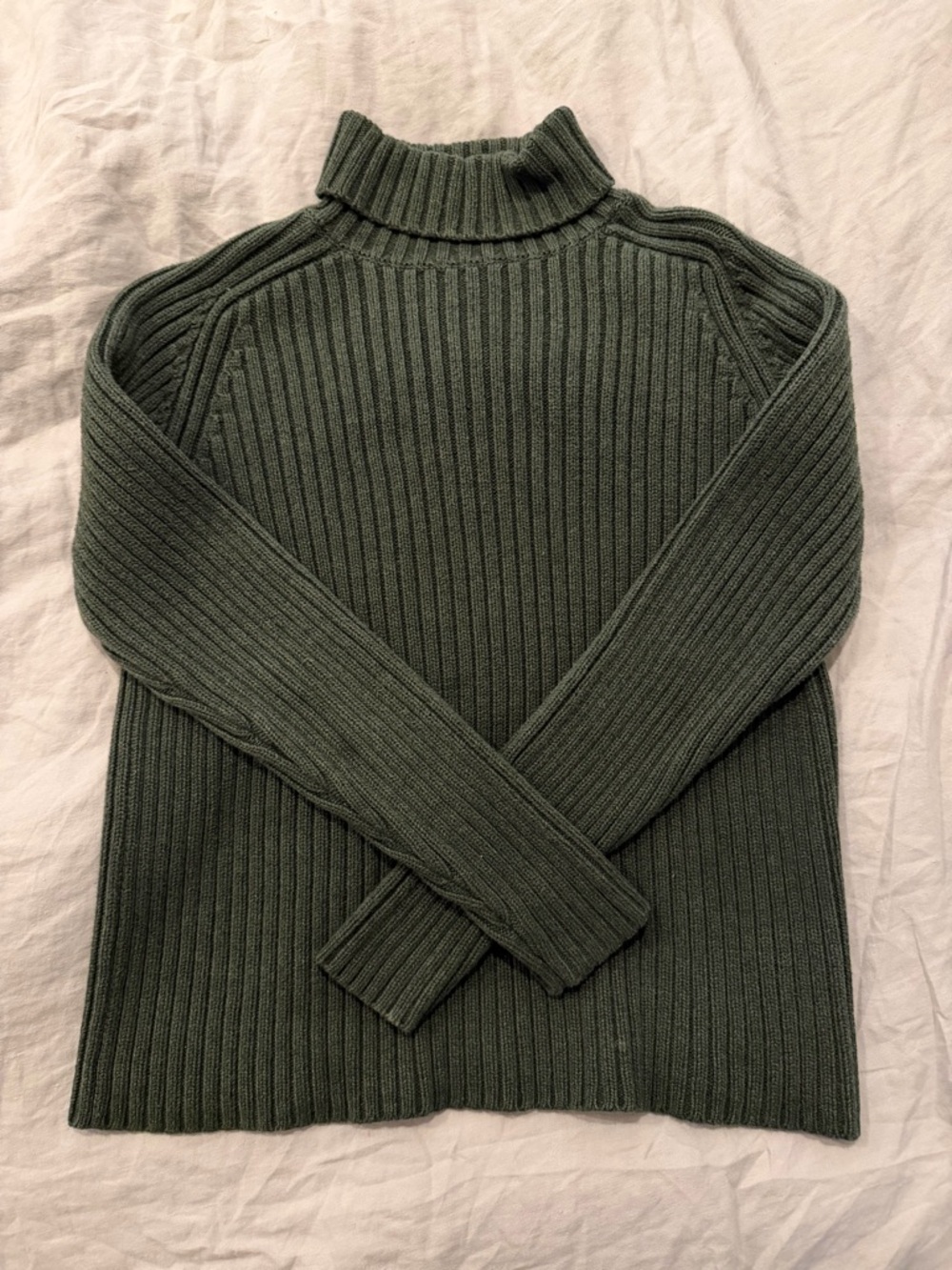 Ribbed Turtleneck Sweater - Green